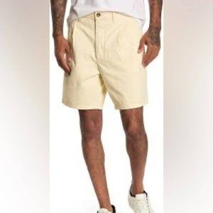 NWT Amendi Men's Yellow Karl Pleated‎ Front 100% Cotton Shorts, Size 32